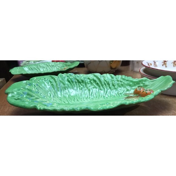 Vintage Carlton Ware Lettuce Leaf Tomato Serving Dish Made In England 12” - Picture 4 of 6